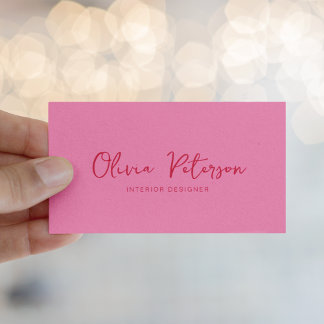 Moderne Hot Pink Red Calligraphy Visitenkarte