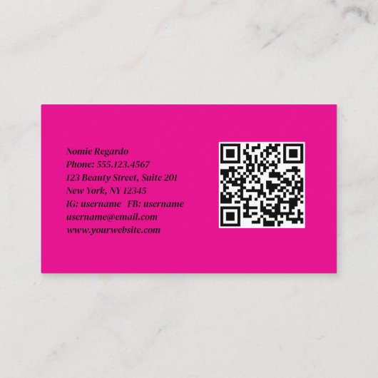 Moderne Hot-Pink-Salon-Visitenkarte Visitenkarte (Rückseite)