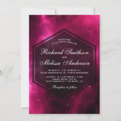 Moderne Hot Pink Space Galaxy Einladung zur Hochze (Vorderseite)