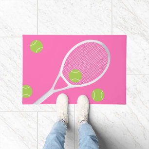 Moderne Hot Pink Tennis Racket Ball Rug Fußmatte