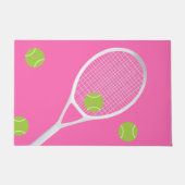 Moderne Hot Pink Tennis Racket Ball Rug Fußmatte (Vorderseite)