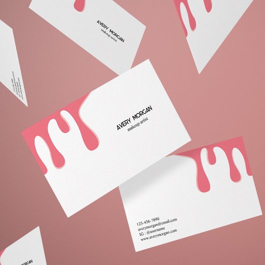 Moderne Hot-Pink-Tropfen Makeup Artist Business Ca Visitenkarte