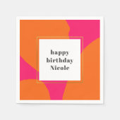 Moderne Hot Pink- und Orange-Abstrakte Geburtstags Serviette (Vorderseite)