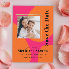 Moderne Hot Pink- und Orange-Hochzeiten retten das Save The Date