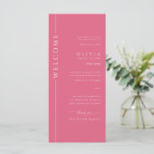 Moderne Hot Pink und weiße Bat-Mizwa-Programmkarte (Stehend Vorderseite)