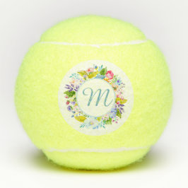 Moderne Hübsche Blumen-Monogramm-Wiedergabe im Sti Tennisbälle