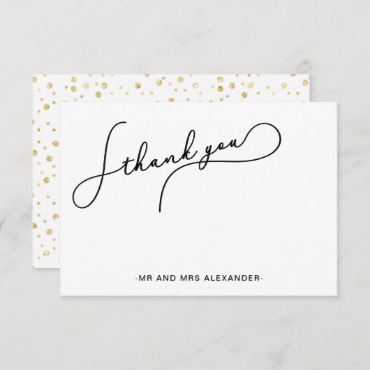 Moderne Hübsche Drehbücher und Imitats Gold Dots V Dankeskarte (Vorne/Hinten)