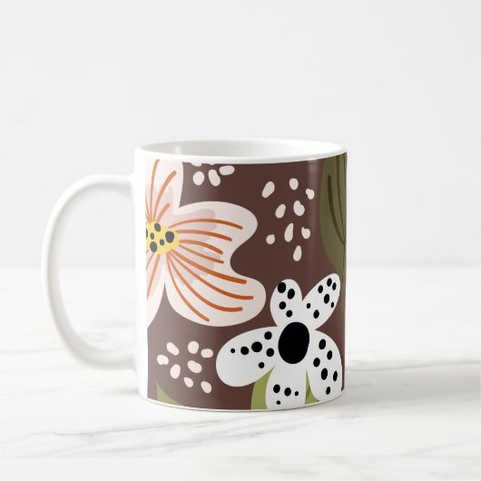 Moderne Hübsche Foliage Blätter Blumenmuster Kaffeetasse (Links)