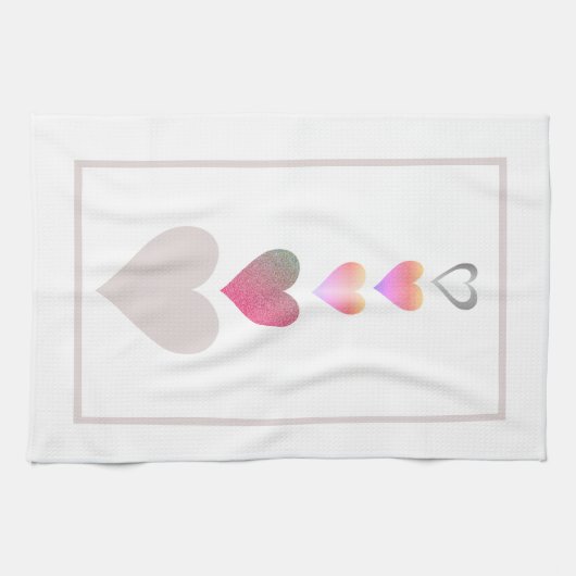 Moderne Hübsche Herzen Niedlich einfach Geschirrtuch (Horizontal)