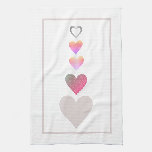 Moderne Hübsche Herzen Niedlich einfach Geschirrtuch (Vertikal)