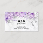 Moderne, hübsche, lila, blumenweiße Marmorsäulen Visitenkarte (Rückseite)