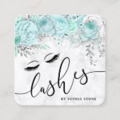 Moderne, hübsche Pfefferminze aus weißem Marmor Quadratische Visitenkarte (Vorderseite)