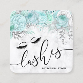 Moderne, hübsche Pfefferminze aus weißem Marmor Quadratische Visitenkarte