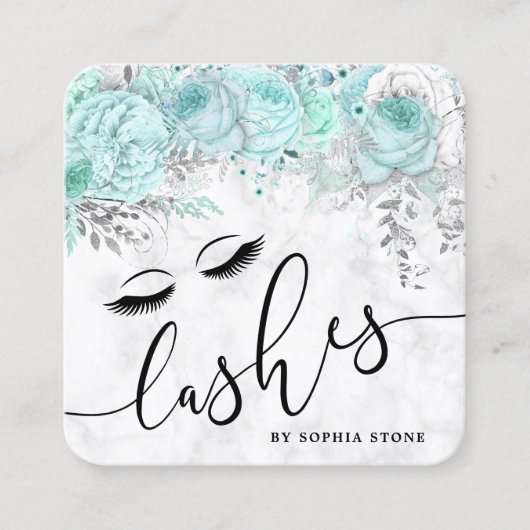 Moderne, hübsche Pfefferminze aus weißem Marmor Quadratische Visitenkarte (Vorderseite)