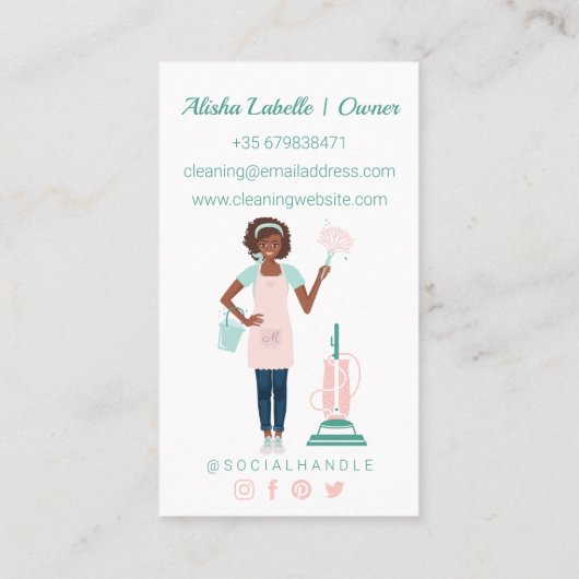 Moderne Hübsche Reinigung und Haushaltshilfe für F Visitenkarte (Rückseite)