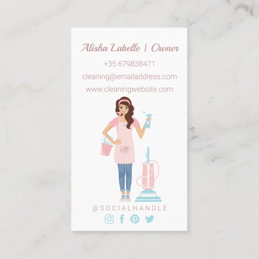 Moderne Hübsche Reinigungsdienste für Frauen Visitenkarte (Rückseite)