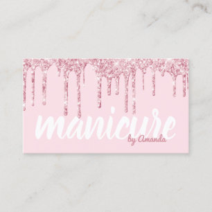 Moderne hübsche Rose Gold Glitzer Tropfen Manikü Visitenkarte