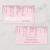 Moderne hübsche Rose Gold Glitzer Tropfen Maniküre Visitenkarte (Vorne/Hinten)