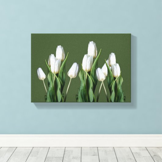 Moderne, hübsche Tulpe mit wunderschönem Grün Leinwanddruck (Insitu (Holzboden))