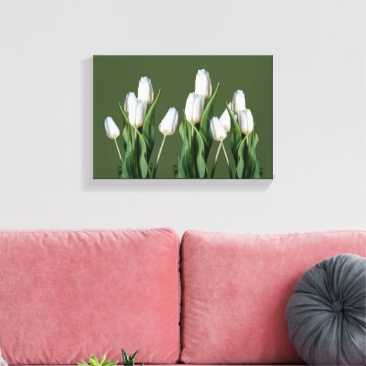 Moderne, hübsche Tulpe mit wunderschönem Grün Leinwanddruck (Insitu (Wohnzimmer))