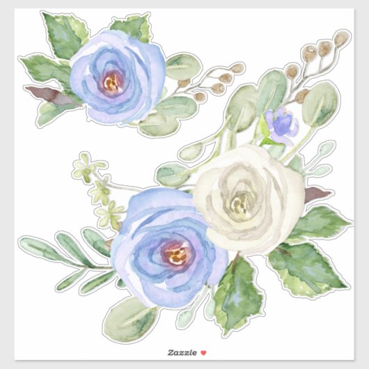 Moderne Hübsche Wasserfarbe Sky Blaue Rose Aufkleber (Blatt)