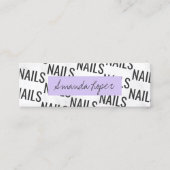 Moderne hübsche weiße Marmor schwarz lila Nägel Mi Mini Visitenkarte (Vorderseite)