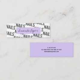 Moderne hübsche weiße Marmor schwarz lila Nägel Mi Mini Visitenkarte