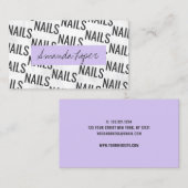 Moderne hübsche, weiße Marmor schwarze lila Nägel Visitenkarte (Vorne/Hinten)