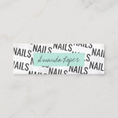 Moderne hübsche, weiße Marmornägel aus schwarzem M Mini Visitenkarte (Vorderseite)