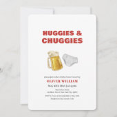 Moderne Huggies-Babydusche mit Bier und Windeln Einladung (Vorderseite)