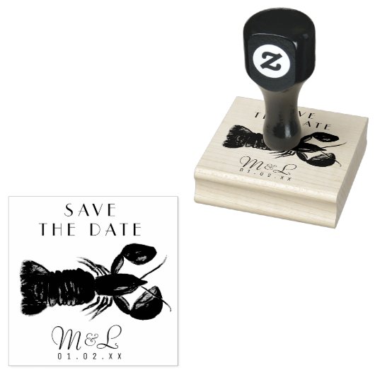 Moderne Hummer Ocean Save the Date Design Briefmar Gummistempel (Stempel)