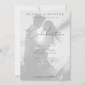 Moderne Hummingbird Black and White Foto Wedding Einladung (Vorderseite)