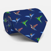 Moderne Hummingbirds auf Navy Blue Krawatte (Gerollt)