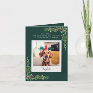 Moderne Hund-Foto-Skript Lustiges Hunde-Weihnachte Feiertagskarte