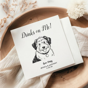 Moderne Hunde-Hochzeits-Cocktailservietten  Serviette