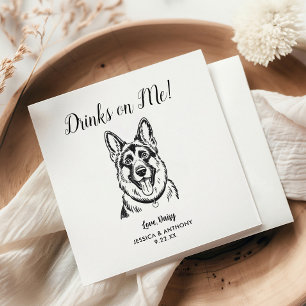Moderne Hunde-Hochzeits-Cocktailservietten  Serviette
