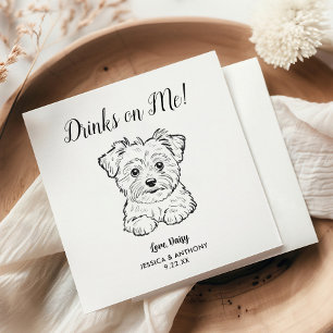 Moderne Hunde-Hochzeits-Cocktailservietten  Serviette
