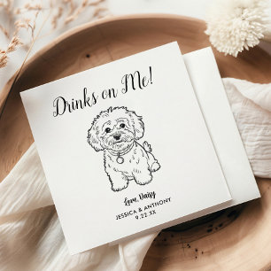 Moderne Hunde-Hochzeits-Cocktailservietten Serviette