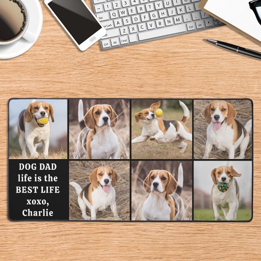 Moderne Hunde Vater Life Custom 7 FotoCollage Schreibtischunterlage