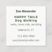 Moderne Hunde Walking Pfoten Print Circle Dunkelgr Quadratische Visitenkarte (Rückseite)