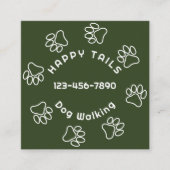Moderne Hunde Walking Pfoten Print Circle Dunkelgr Quadratische Visitenkarte (Vorderseite)