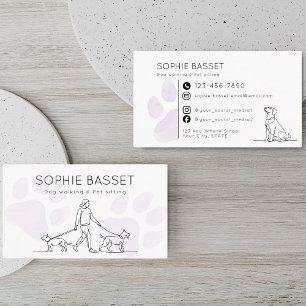 Moderne Hundebetreuung Minimalistischer Pfotenabdr Visitenkarte