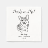Moderne Hundehochzeits-Cocktailservietten Serviette (Vorderseite)