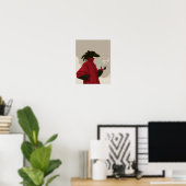 Moderne Hundekunst mit rotem Mantel Poster (Heimbüro)