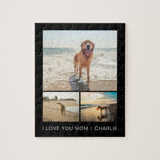 Moderne Hundemutter Süße Hunde Schwarze Tier-Fotoc Puzzle (Vertikal)