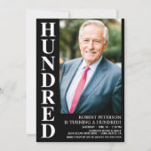 Moderne HUNDRED Foto 100. Geburtstagsparty Einladung (Vorderseite)