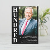 Moderne HUNDRED Foto 100. Geburtstagsparty Einladung (Stehend Vorderseite)