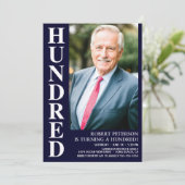 Moderne HUNDRED Foto 100. Geburtstagsparty Einladung (Stehend Vorderseite)