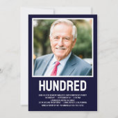 Moderne HUNDRED Foto 100. Geburtstagsparty Einladung (Vorderseite)