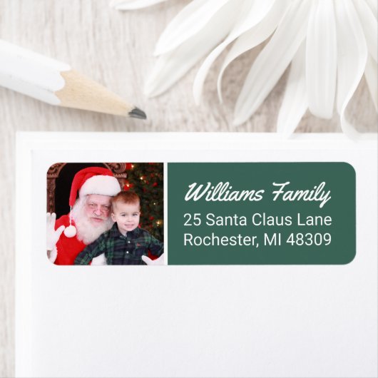 Moderne Hunter Green Custom Foto Rücksendeadresse (Insitu)